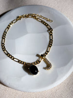Black Onyx Crystal Initial Bracelet