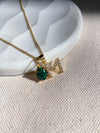 Dainty Malachite Crystal Initial Necklace